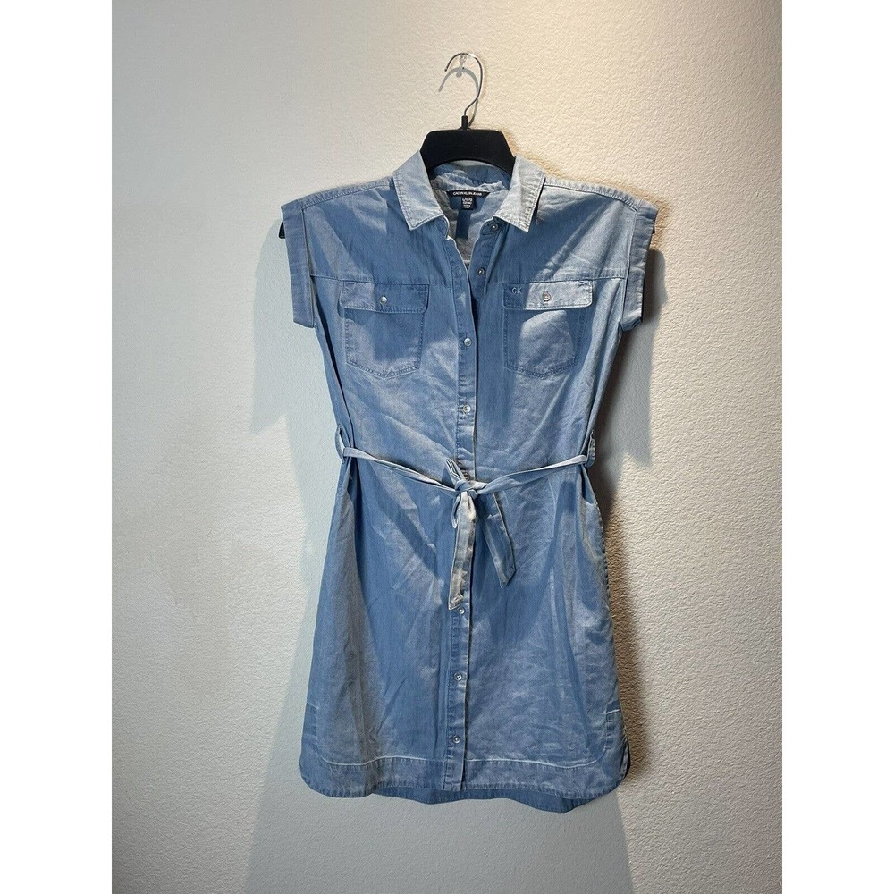 Calvin Klein Jeans , Light Blue Sleeveless Short Dress, Large (12/14)